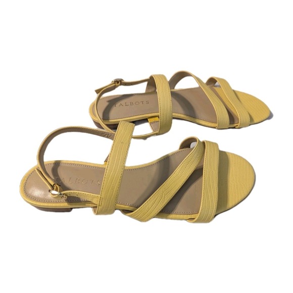 Talbots Women's Keri Multi Strap Flat Sandals Genuine Leather Yellow Sz 8 *READ* - Picture 5 of 12
